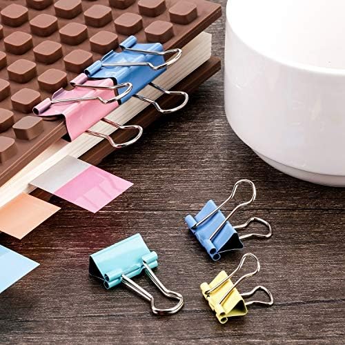 TecUnite 150 Pcs Binder Clips Assorted Sizes Pastel Paper Clamps Clips Large - Image 3