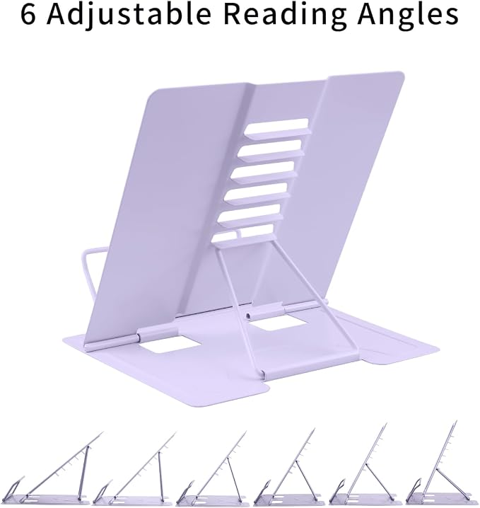 MSDADA Desk Book Stand Metal Reading Rest Book Holder Adjustable Cookbook - Image 5