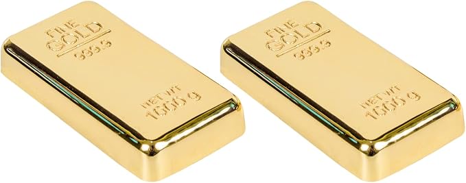 ZAHEPA Gold Bar Paperweight Pack of 2, Realistic Fake Gold Bars Desk Decor | by ZAHEPA