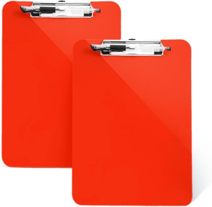 2 PCS Red Plastic Clipboards Nursing Clipboard, Teacher Clip Boards 8.5x11 by TFDLCGzm