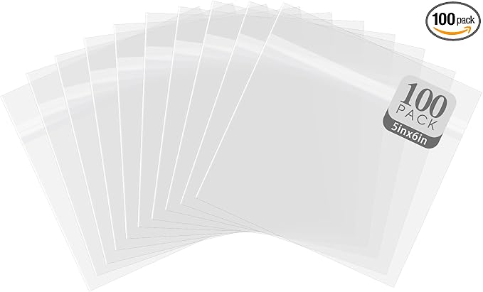 Golden State Art 100 Pack 6 1/8 x 5 1/8 Crystal Clear Storage Sleeves, by GoldenStateArt
