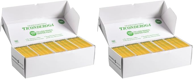 Ticonderoga Wood-Cased Pencils, Pre-Sharpened, 2 HB Soft, 2000 Pencils Total by Ticonderoga