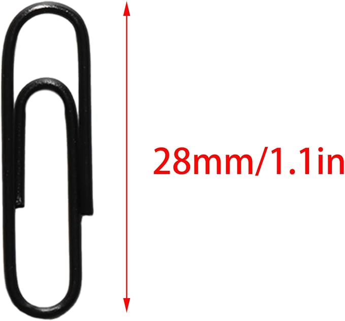 100 Pcs Black Paper Clips, 1.1 Inch Colorful Paperclips | Vinyl Coated - Image 2