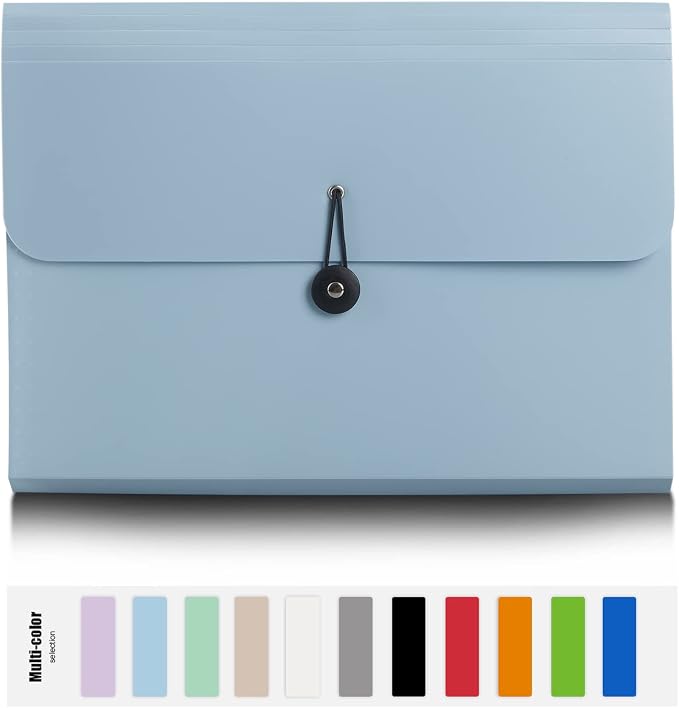 Nicfaec Expanding File Folder, 13 Pockets, Light Blue, Polypropylene - Image 2