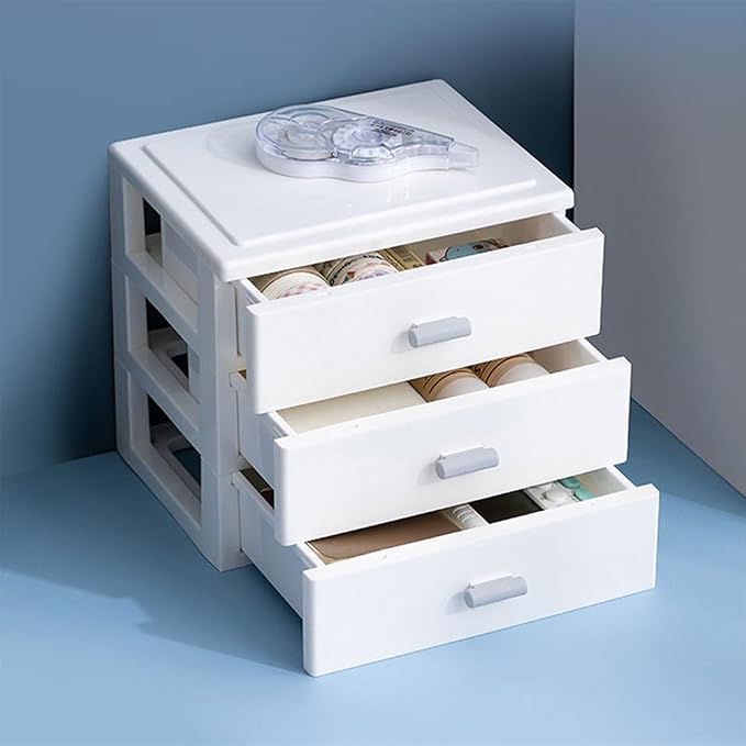 Plastic Desk Organizer with 3 Drawers, Stackable Storage Drawers, Makeup - Image 4