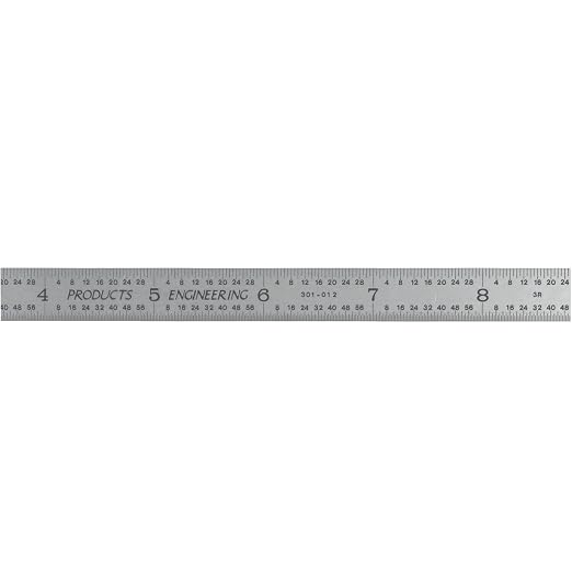 PEC Tools Made in USA Machinist Rule, Satin Chrome Finish, Markings 1/32" - Image 3