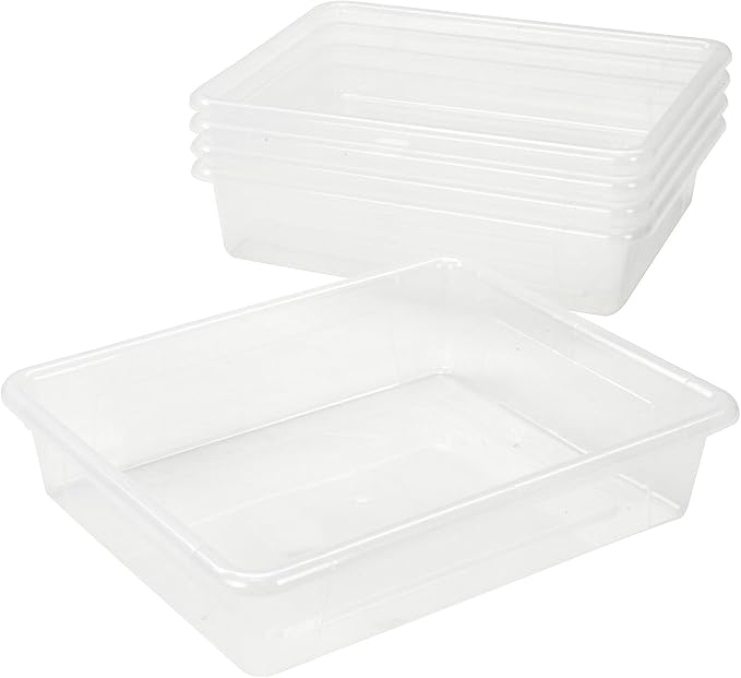 Storex Flat Storage Tray, Letter Size, Unbreakable Clear - Image 2