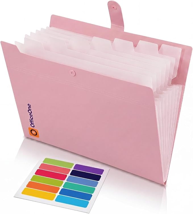 OfficeOne 8-Pocket Expanding File Folder, A4 Letter Size Accordion Document by OfficeOne