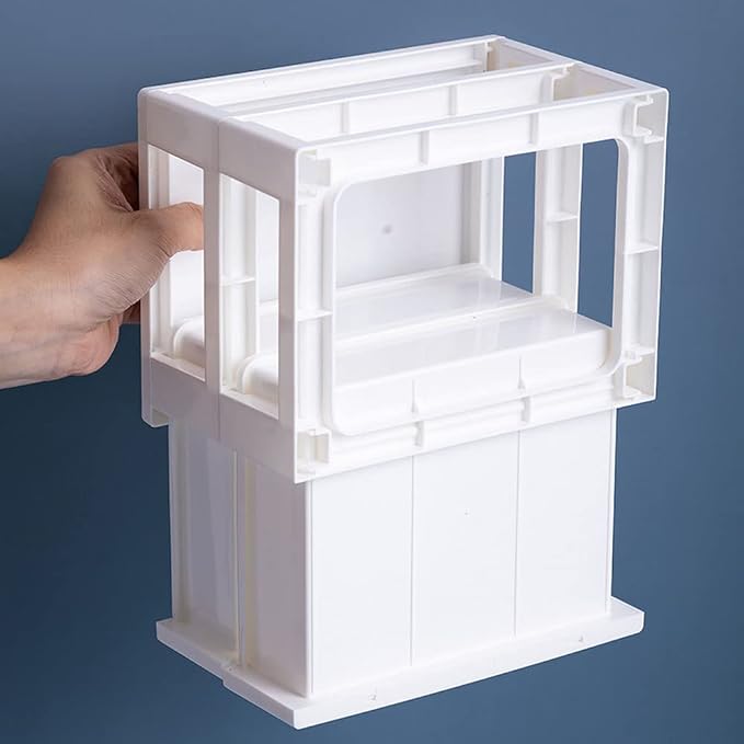 Desktop Organizer with 2 Drawers, Stackable Desk Storage Box - Image 6