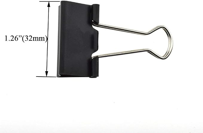 HAHIYO Binder Clips Paper Clamps Spring Steel Sturdy Medium 1.26 inches Width - Image 2