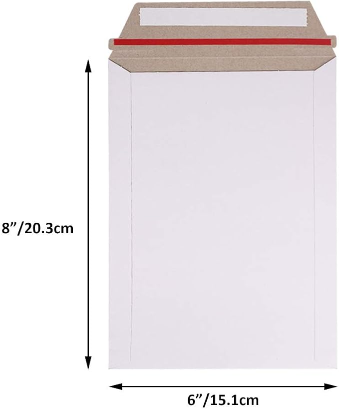 zmybcpack 100 Pack 6X8 inch Self Seal Photo Document Mailers Stay Flat White - Image 2