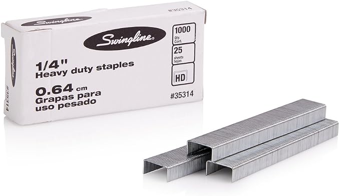Swingline Staples, Heavy Duty, 1/4" Length, 25 Sheet Capacity, 1 Pack by Swingline