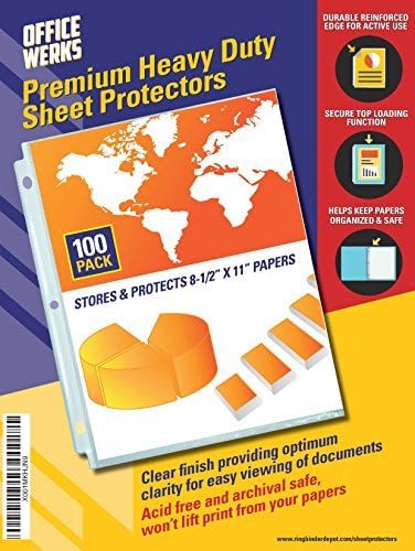 Office Werks 100 Sheet Protectors, Heavy Duty 8.5 X 11 Inch Clear Page - Image 8