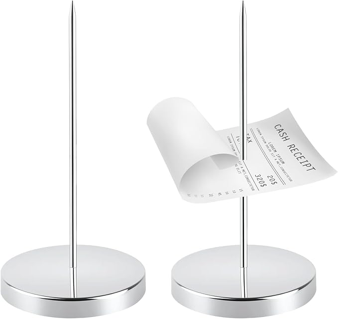 2Pcs Stainless Steel Receipt Holder & Ticket Stabber, Receipt Spike, Bill Fork by Unknown