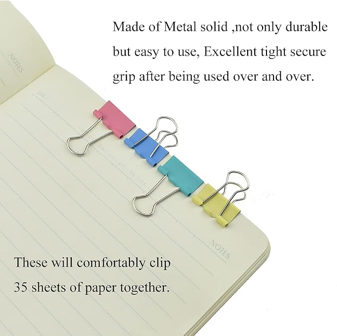 HAHIYO Binder Clips Paper Clamps Spring Steel Sturdy Small 0.75 inches Width - Image 6