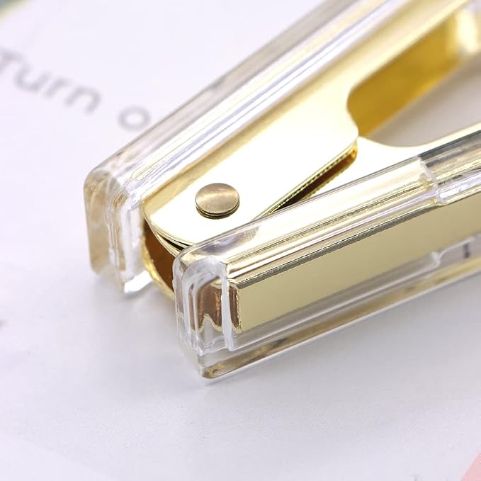1PC Clear Yellow Gold Staples Remover Acrylic Luxury Yellow Golden Metal Body - Image 5