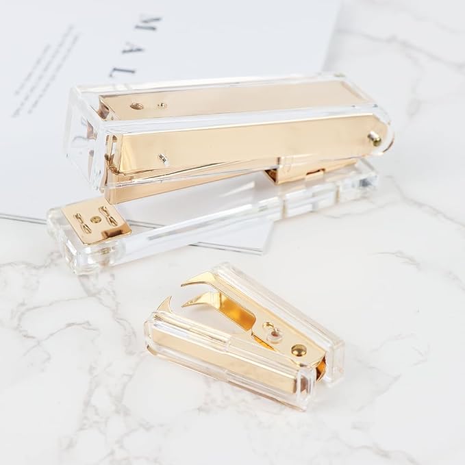 1 Pack Gold Staple Remover Clear Acrylic Golden Glitter Metal Jaws Staples - Image 7