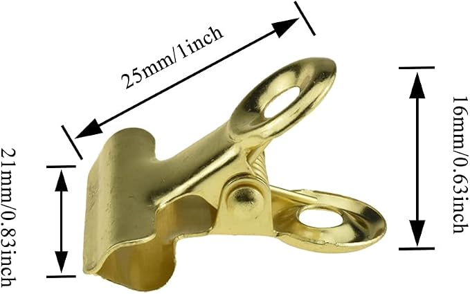 HAHIYO 0.87inch Light Gold Bulldog Clips Metal File Hinge Binder Clips Clamps - Image 2