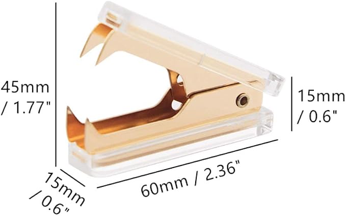 1 Pack Gold Staple Remover Clear Acrylic Golden Glitter Metal Jaws Staples - Image 2