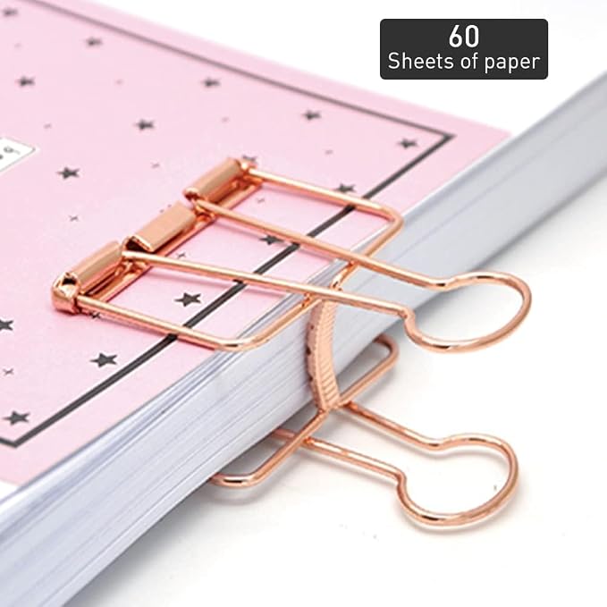 Small Binder Clips, 36 Pack, 3/4 Inch, Standard 19mm, Hollow Out Gold, Capacity - Image 3