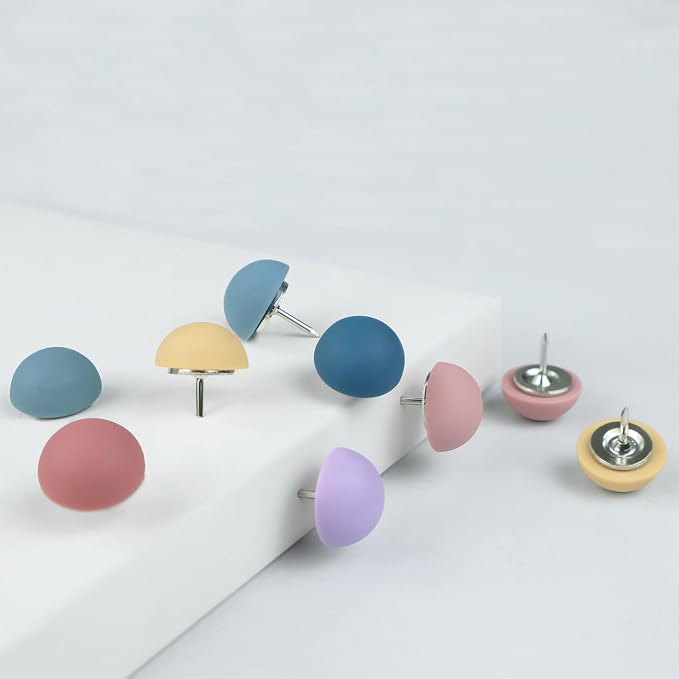 30 Pcs Decorative Push Pins Soft Matte Round Head Thumbtacks in 9 Colors Cute - Image 7