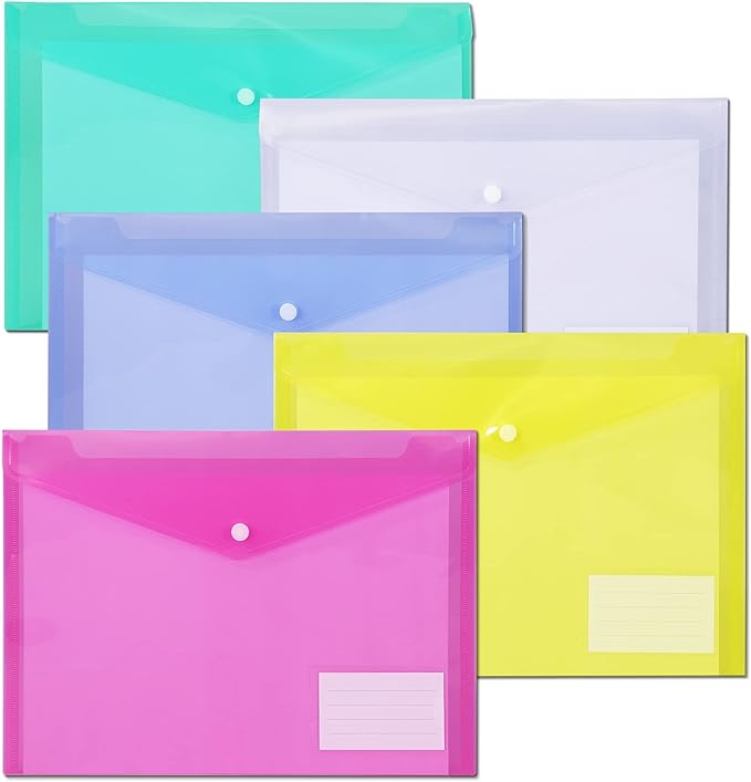 10 Pack Plastic Envelope Folders by AOGELI