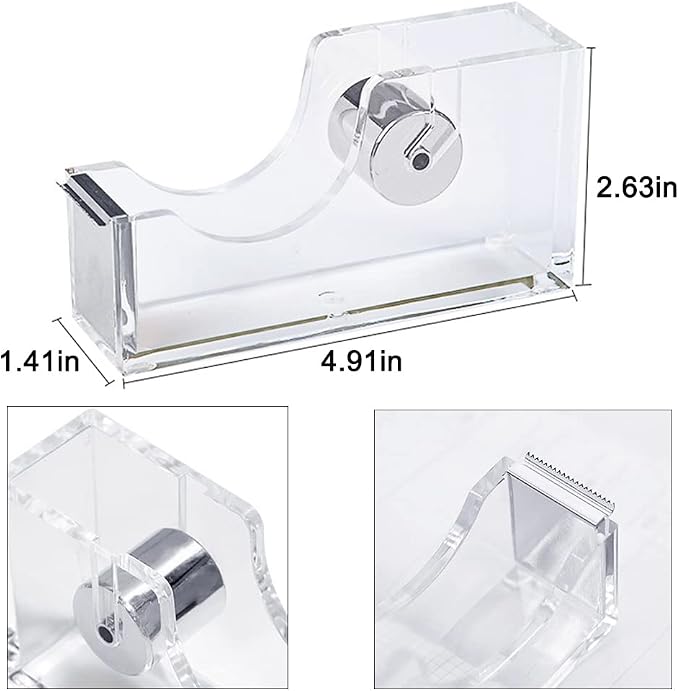 Acrylic Silver Tape Dispenser Desktop Stapler, Includes Staple Remover - Image 4