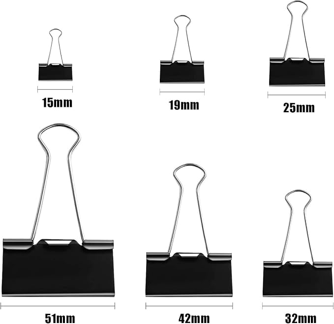 SANNIX 100 PCS Binder Clips Assorted Sizes, X Large, Mini and Micro, Binder - Image 3