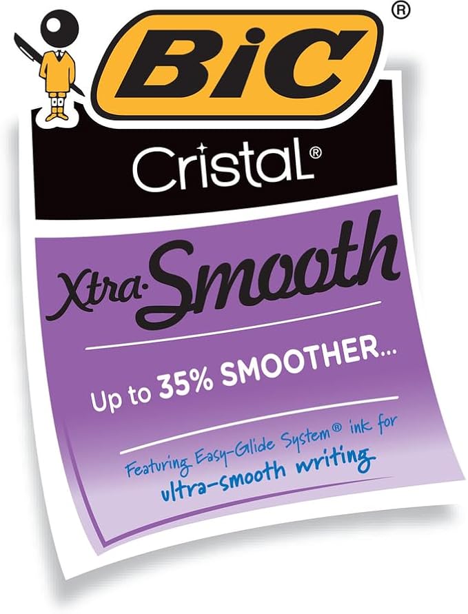 BIC Cristal Xtra Smooth Blue Ballpoint Pens, Medium Point, Extra Smooth and - Image 7