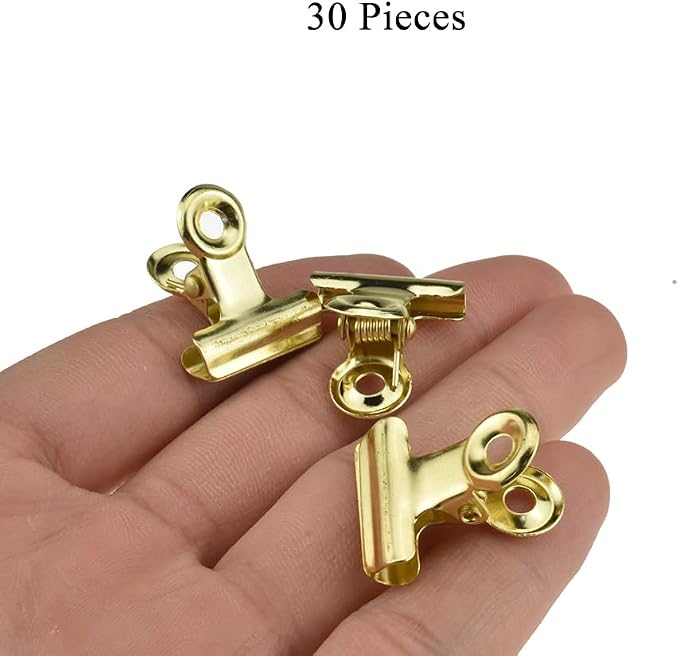 HAHIYO 0.87inch Light Gold Bulldog Clips Metal File Hinge Binder Clips Clamps - Image 5