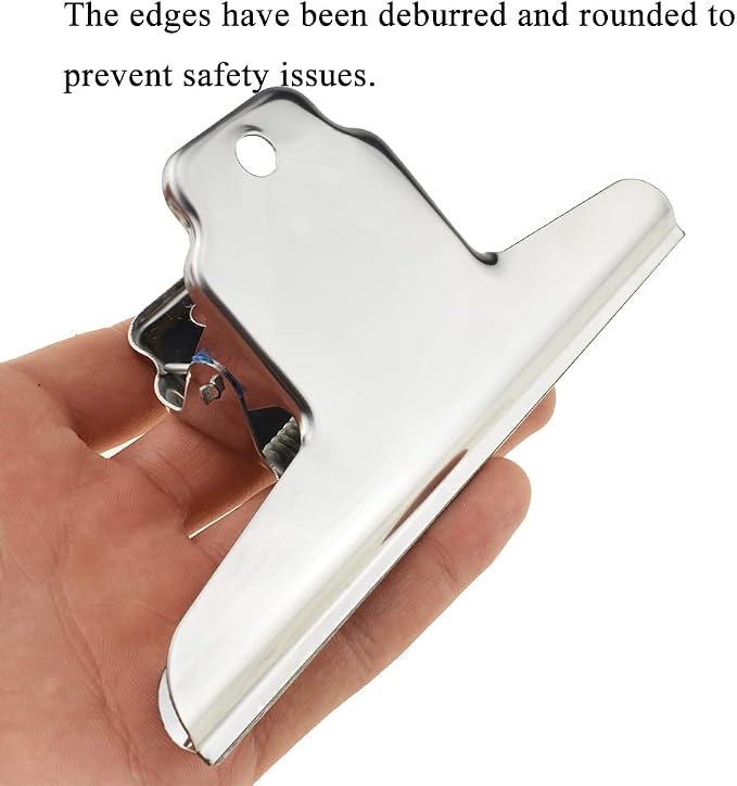 HAHIYO 5.7inch Silver Bulldog Clips Metal File Hinge Binder Clamps Save Space - Image 4