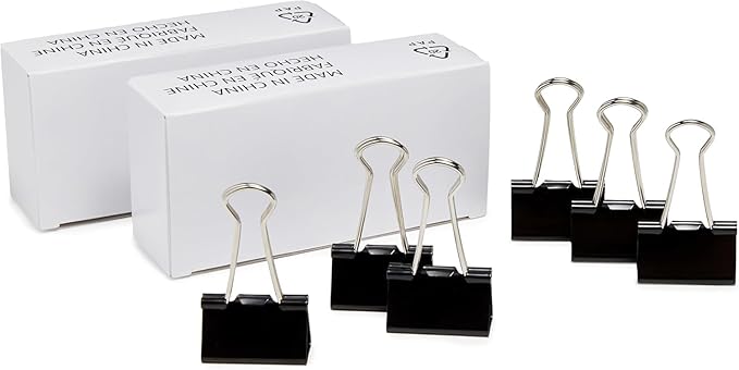 Amazon Basics Sturdy Binder Clips, Office Supplies, Medium 1.25 inches by AmazonBasics
