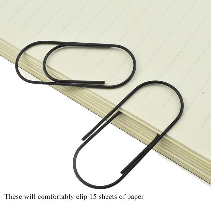 HAHIYO Paper Clips 2 inches Length Black Wide Paperclips Vinyl Coated Prevent - Image 5