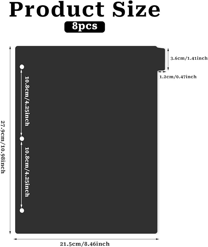 Black Binder Dividers, 8-Tab Sturdy Plastic Dividers, Binder Dividers - Image 2