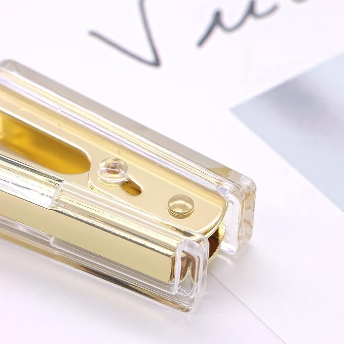 1PC Clear Yellow Gold Staples Remover Acrylic Luxury Yellow Golden Metal Body - Image 4