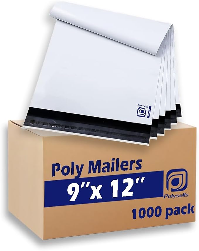 POLYSELLS 1000 pcs 9x12 Inch White Poly Mailers Shipping Envelopes, Strong by POLYSELLS