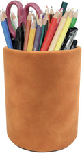 Leather Pen Holder, Light Brown Pencil Holder, Desktop Elegant Pen Holder by Fosinz