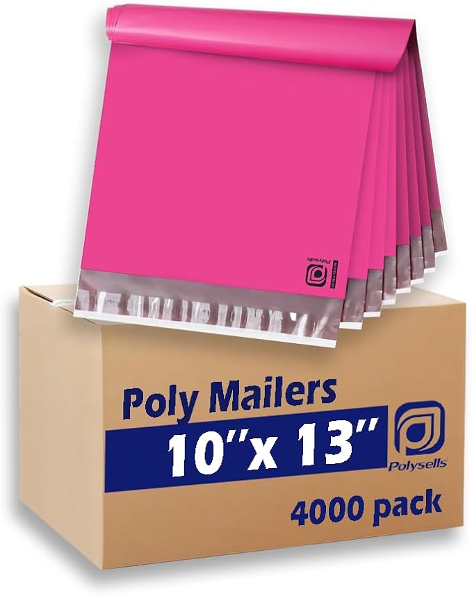 POLYSELLS 4000 pcs 10x13 Inches Pink Poly Mailers Shipping Envelopes, Strong by POLYSELLS