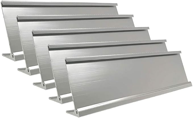2" x 8" Aluminum Desk Name Plate Holder 5 Pack Silver | Office Business by Icomecn