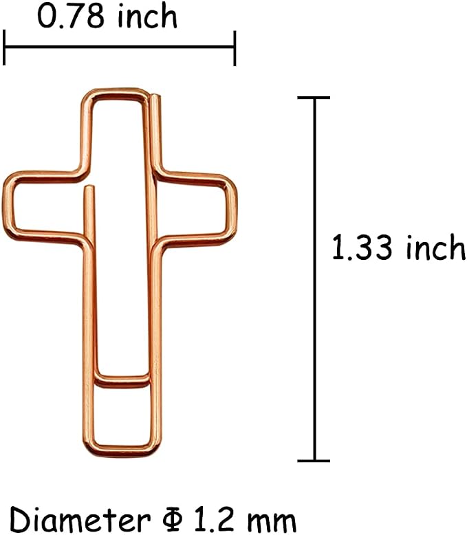 50 PCS Cross Paper Clips for Bible Study, Rose Gold Desk Accessories Christian - Image 3