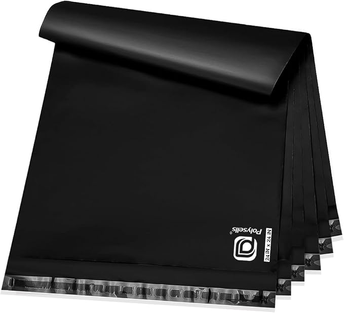 POLYSELLS 25 pcs 24x24 Inches Black Poly Mailers Shipping Envelopes, Strong by POLYSELLS