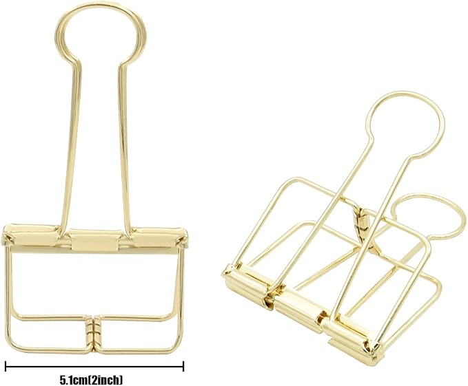 Extra Large Binder Clips 2 Inch, Big Paper Clamps Gold - Image 3