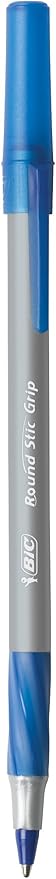 BIC Round Stic Grip Xtra Comfort Fine Blue Ballpoint Pens, Medium Point - Image 2