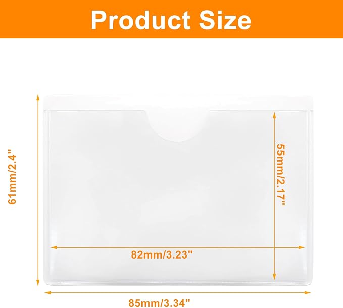 30 PCS Clear Adhesive Pockets, 3.3" x 2.4" Plastic Index Card Holder Labels - Image 2