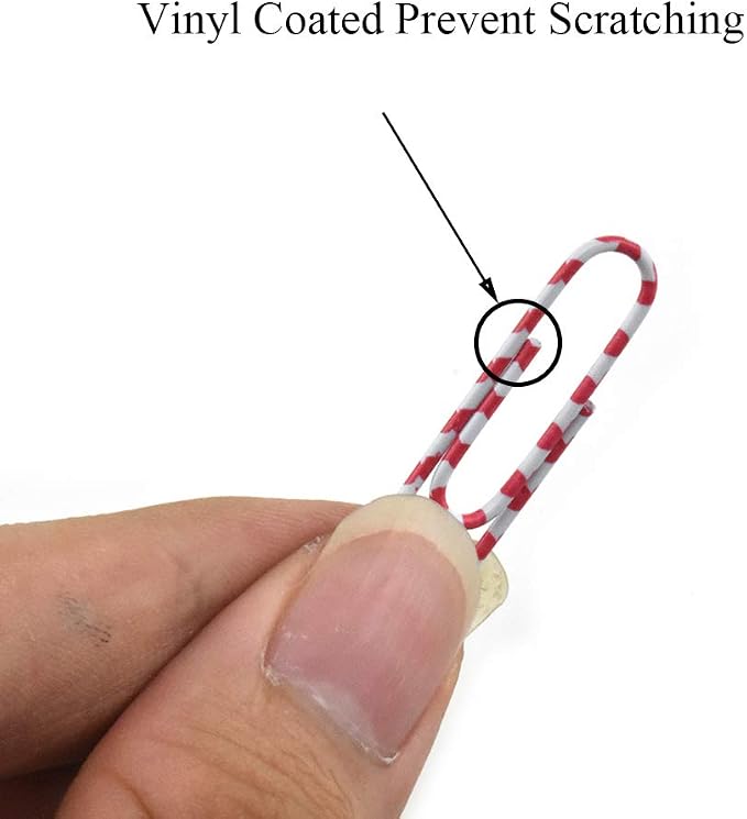HAHIYO Paper Clips 1.3 inches Length Striped Paperclips Vinyl Coated Prevent - Image 3