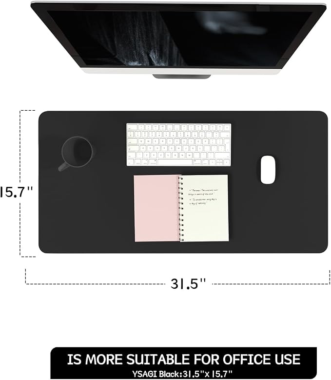 YSAGi Non-Slip Leather Desk Pad, Waterproof Laptop Computer Desk Keyboard Mat - Image 2