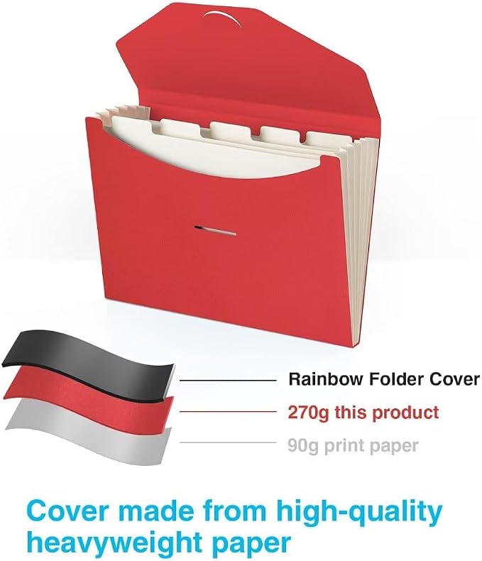 Expandable Folders Plastic Free Accordion File Folder Organizer 6 Pocket Fiery - Image 4