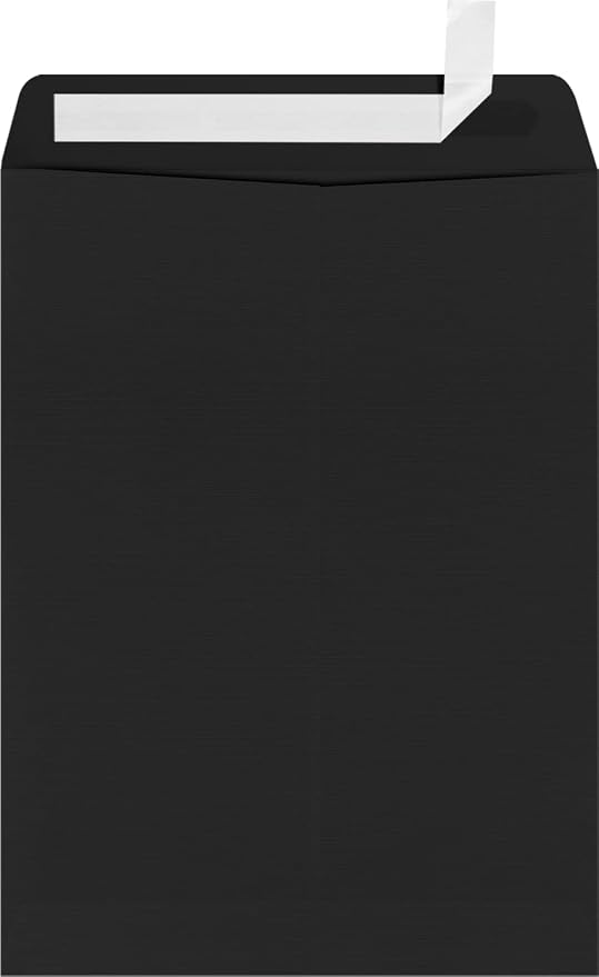 LUXPaper 9 x 12 Open End Envelopes | Peel & Press | Black Linen | 80lb. Text | 1 by LUXPaper