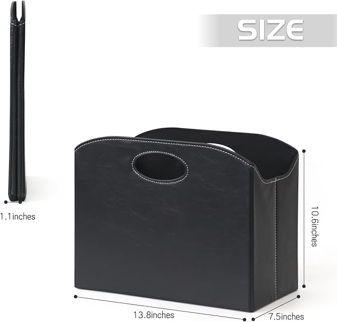 EZDeco Magazine Holder Foldable Magazine Rack Floor PU Leather File Holder - Image 2
