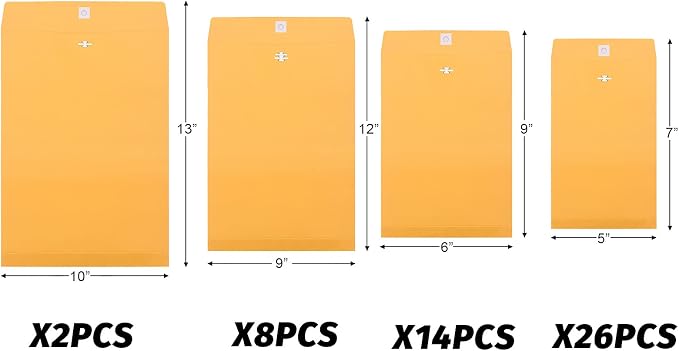 Frienda 4 Sizes Clasp Envelopes Kraft Paper Catalog Clasp Envelope - Image 2